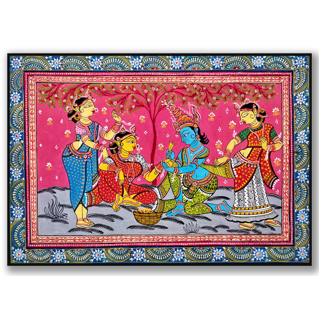 Krishna Applying Mehandi on Radha Hand.