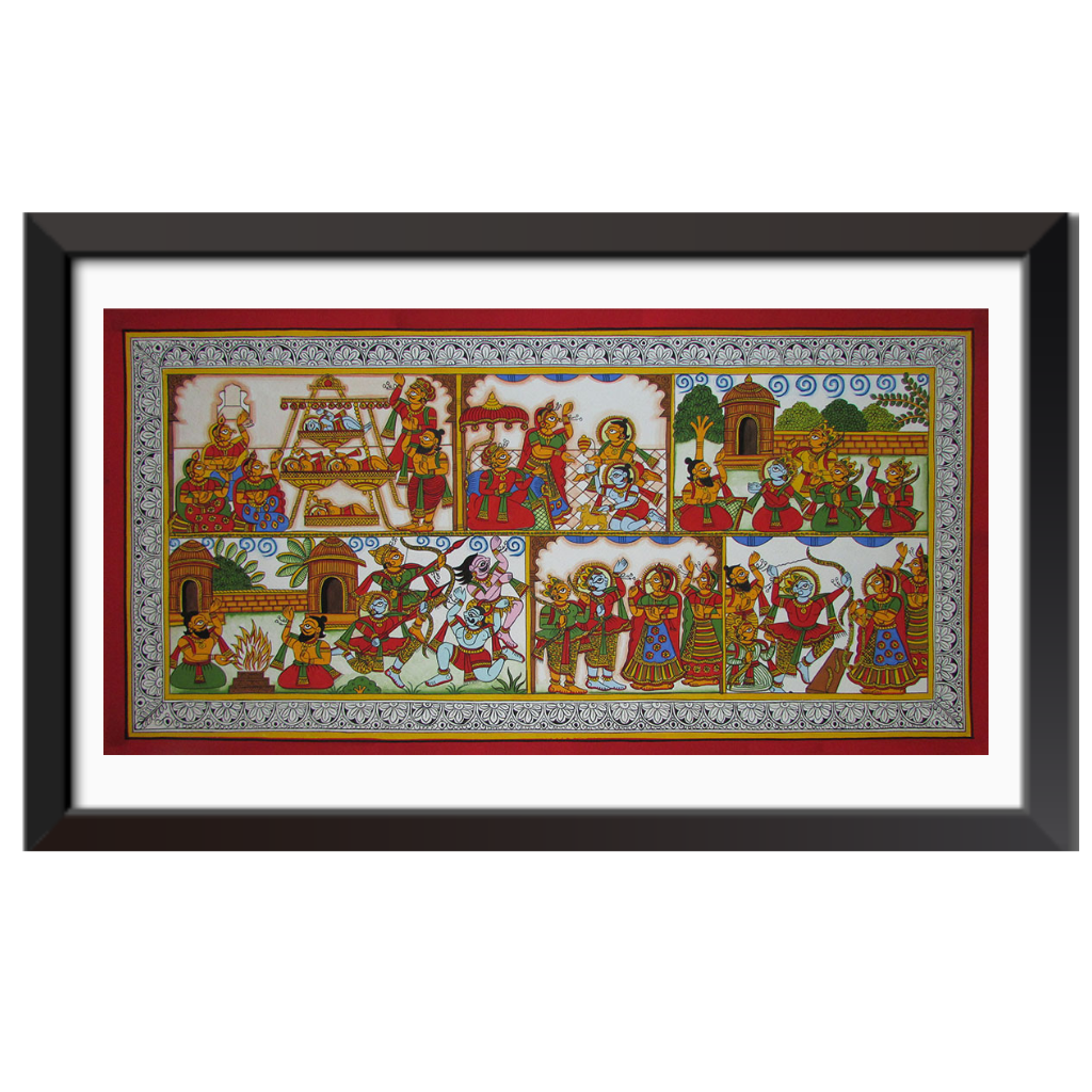 Ramayana Scene in Phad Art