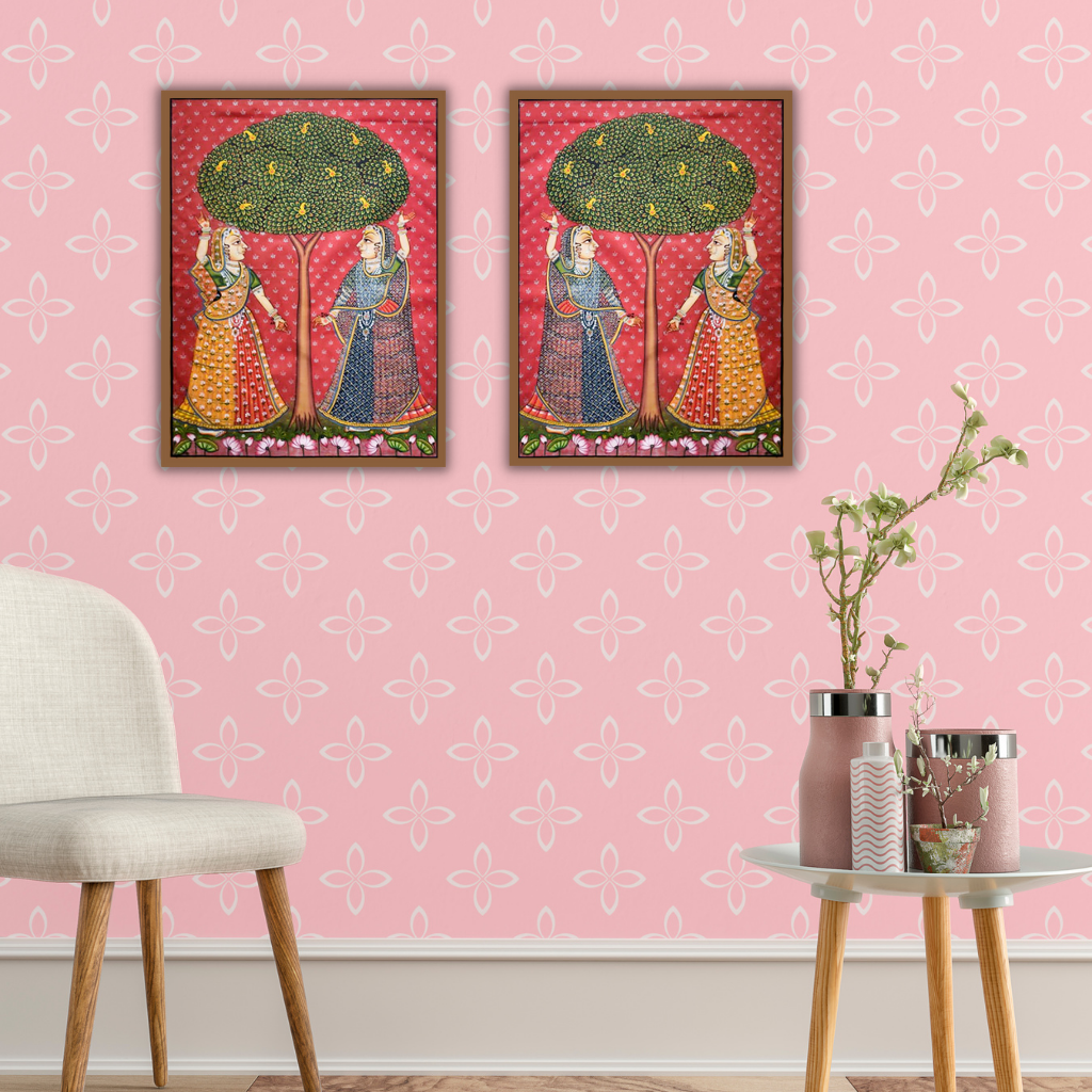 Kadam tree and Two Rajasthani woman ( Set of 2 )