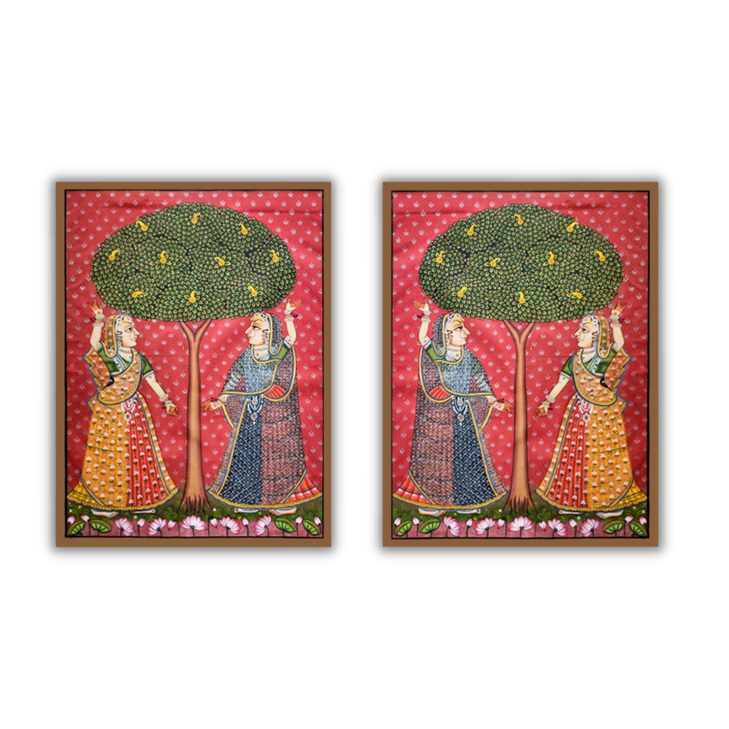 Kadam tree and Two Rajasthani woman ( Set of 2 )