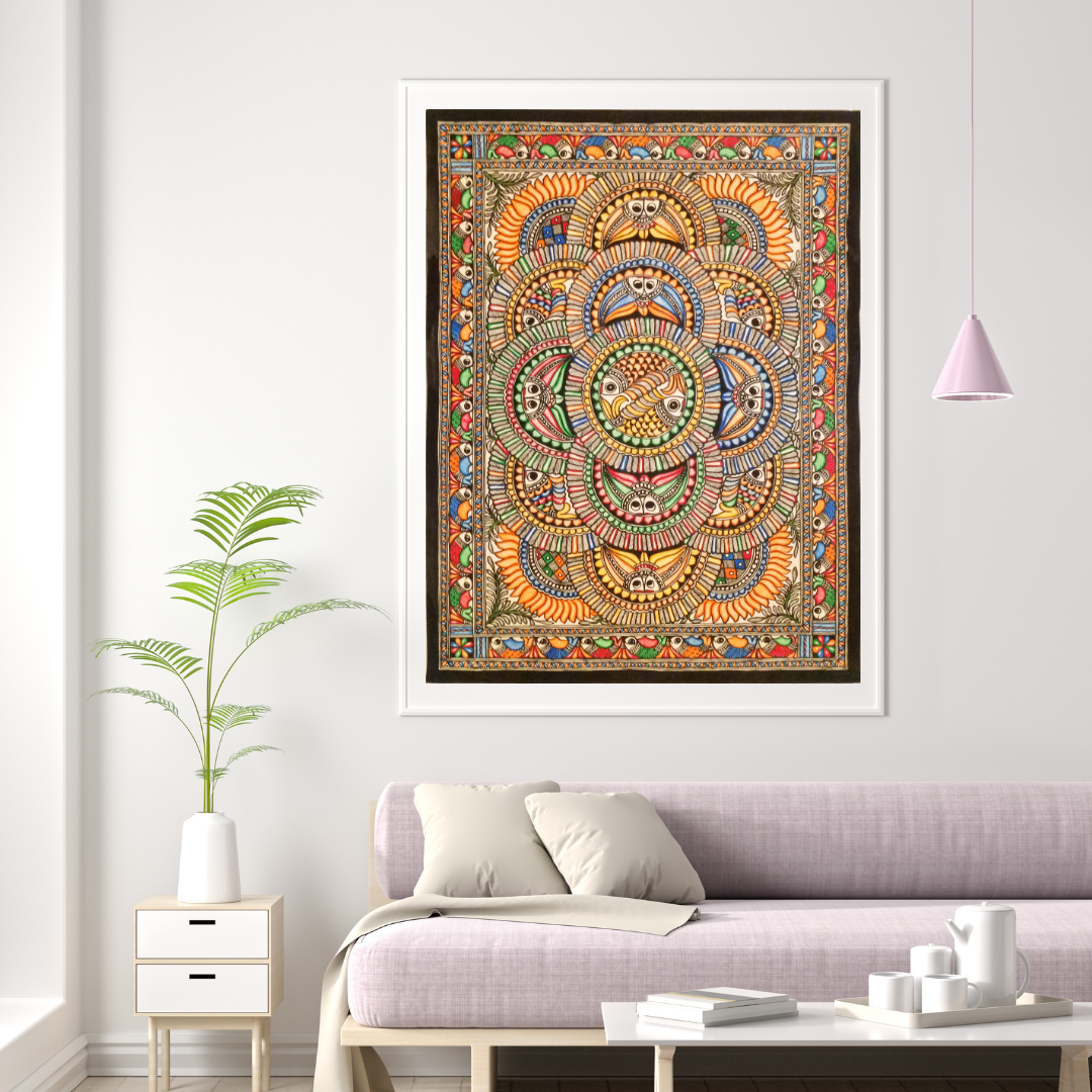 Colorful Fish | Madhubani painting