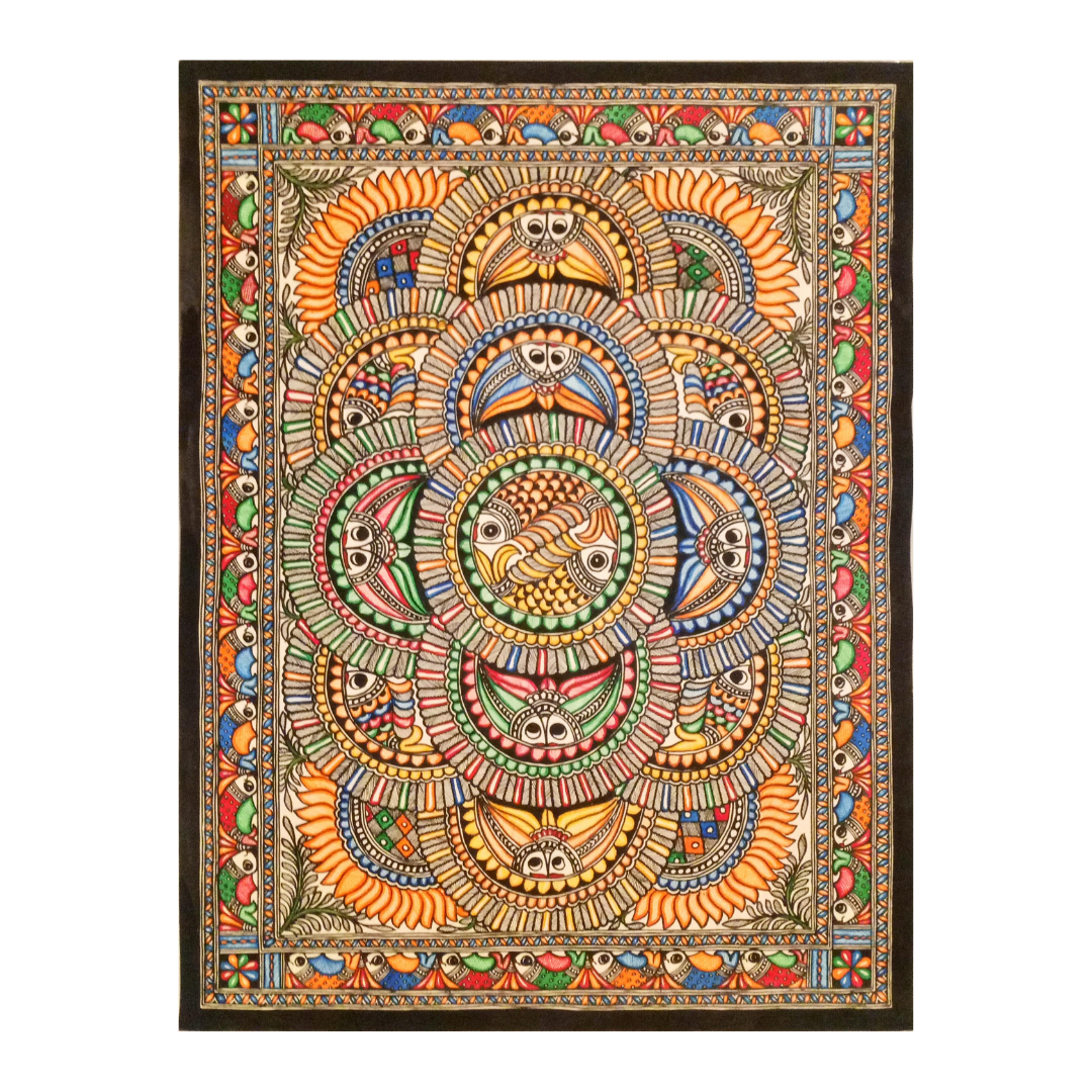 Colorful Fish | Madhubani painting