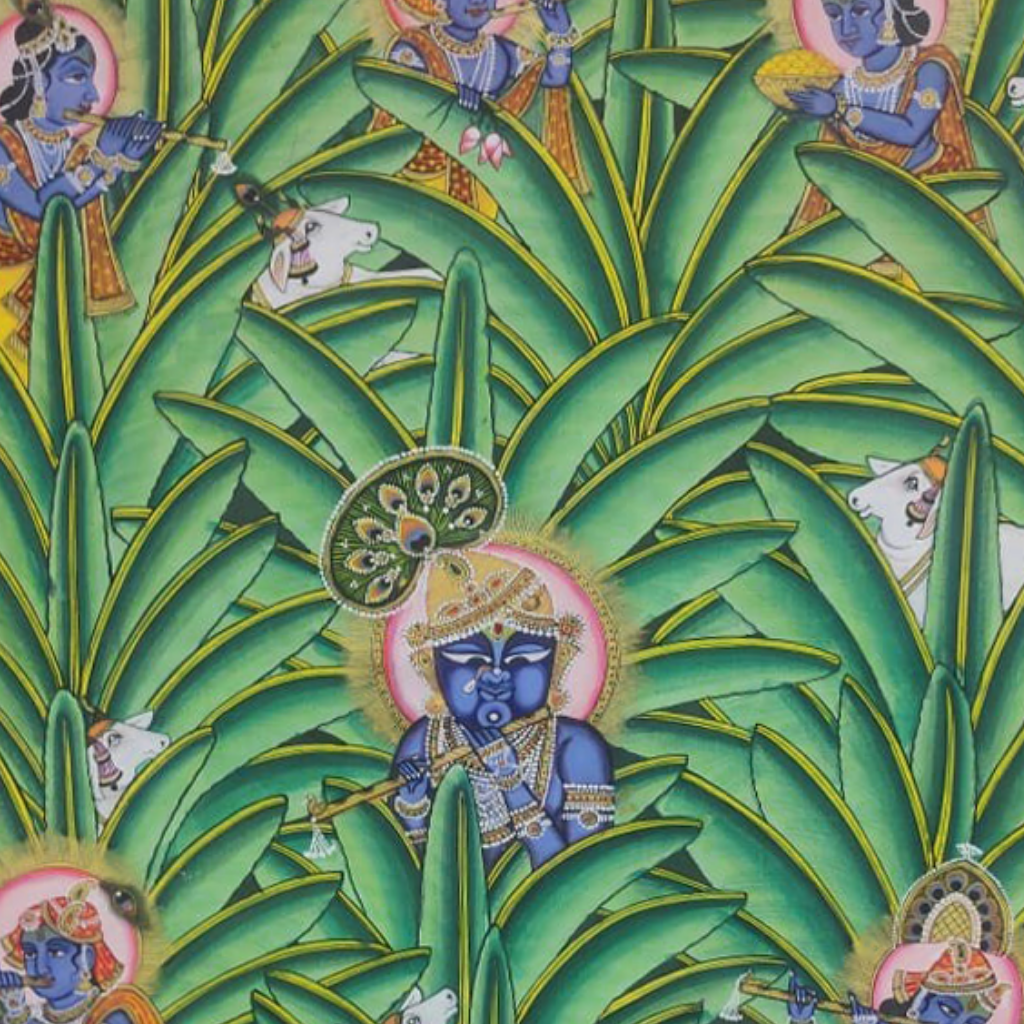 Shrinathji pichwai with Banana Leaves