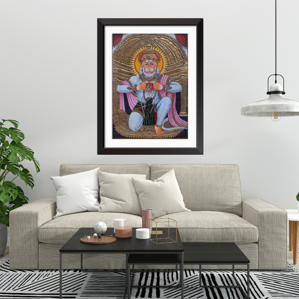 Hanuman Showing Ram Sita in his Heart | Tanjore Painting