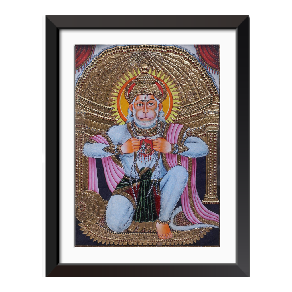 Hanuman Showing Ram Sita in his Heart | Tanjore Painting
